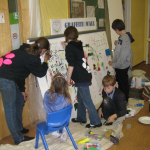 Children creating a drawing