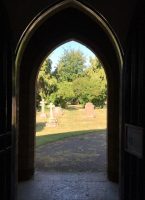 A view out of a church door