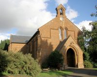 A church with a clock tower