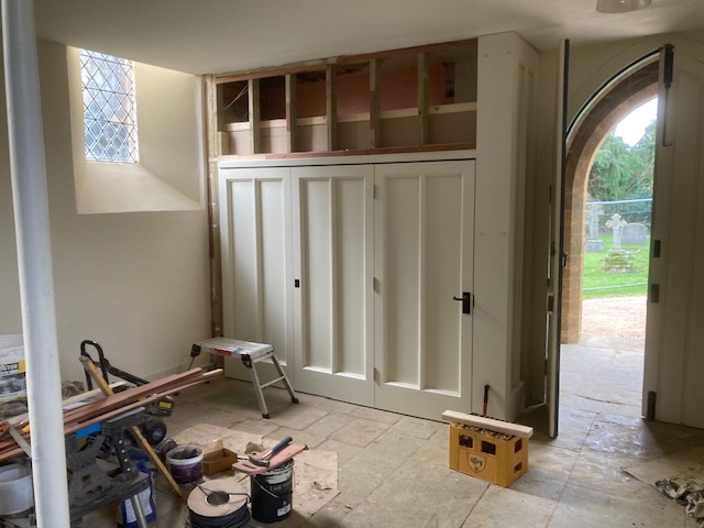 A room with a sink and a window